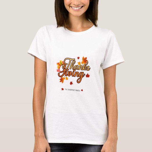 T-shirt Feuillage élégant de Thanksgiving automne  (Devant)