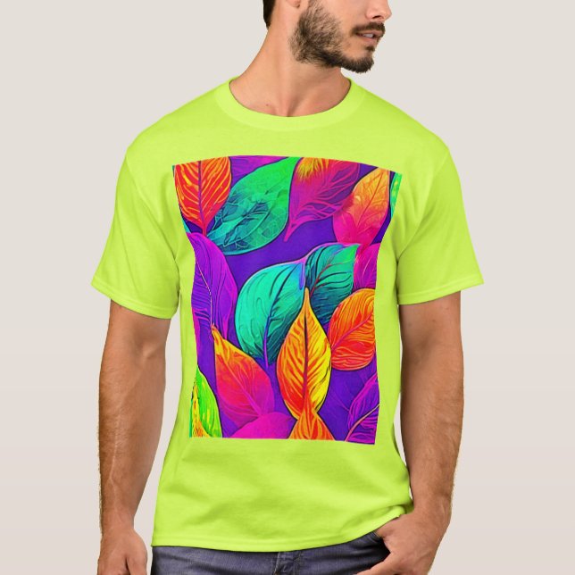 T-shirt Feuillage vibrant : néon de dessin (Devant)