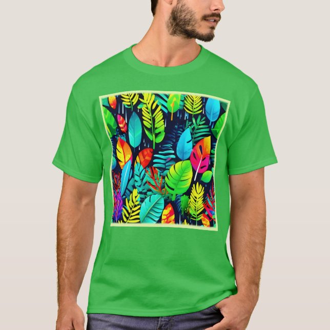 T-shirt Feuillage Vibrant sous la Bruine (Devant)