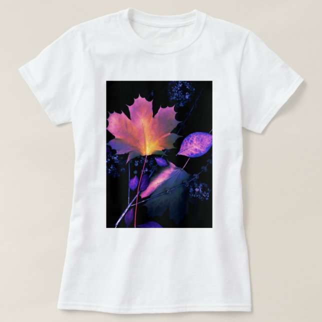T-shirt Feuille d'automne en néon (Design devant)