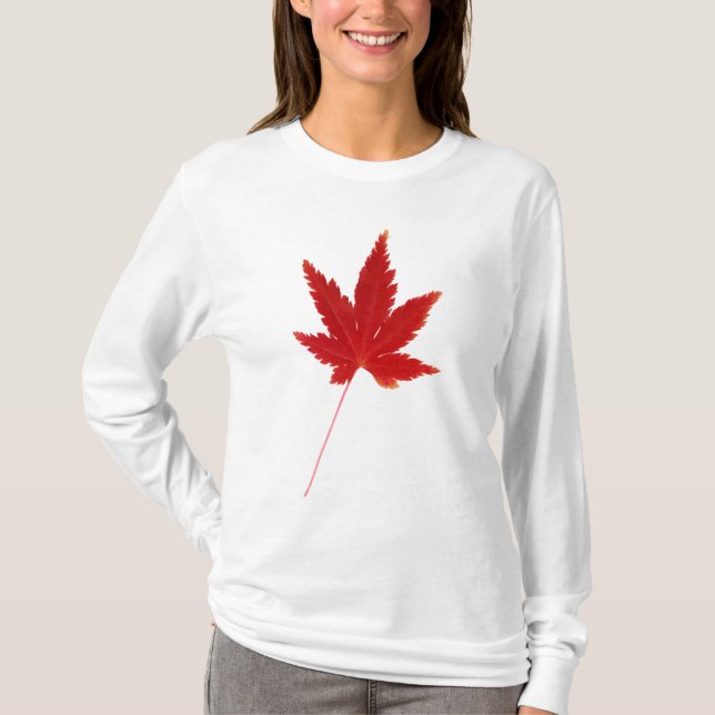 T-shirt Feuille d'automne simple rouge (Devant)