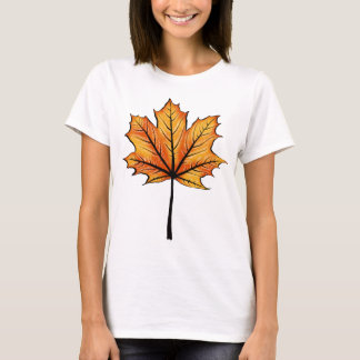 T-shirt Feuille De Chute Artistique Jaune Et Bleu