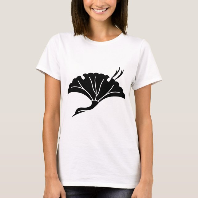 T-shirt Feuille de ginkgo en forme de grue (Devant)
