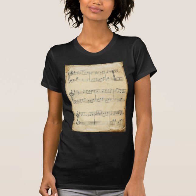 T-shirt Feuille de musique vintage (Devant)