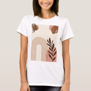 T-shirt Feuille de palmier arc-en-ciel Soleil, Art géométr
