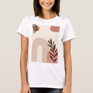 T-shirt Feuille de palmier arc-en-ciel Soleil, Art géométr