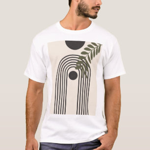 T-shirt Feuille de palmier arc-en-ciel Soleil, Art géométr
