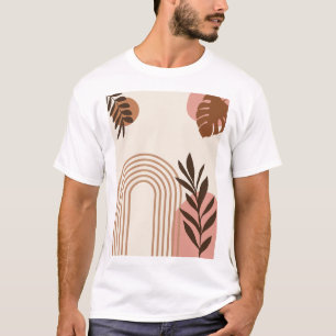 T-shirt Feuille de palmier arc-en-ciel Soleil, Art géométr