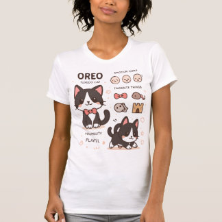 T-shirt Feuille de personnage de chat en smoking Kawaii Mi