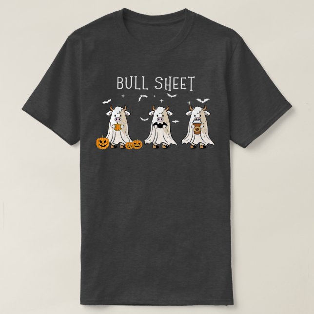 T-shirt Feuille de taureaux Boo Fantôme Vache Halloween Dr (Design devant)