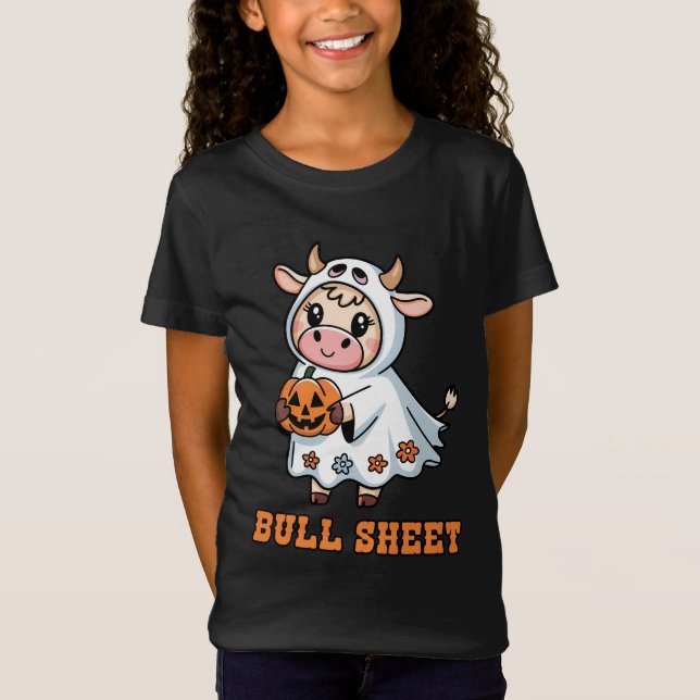 T-Shirt Feuille de taureaux Drôle Fantôme de vache Hallowe (Devant)