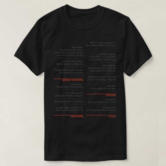 T-shirt Feuille de triche à git à l'envers (Design devant)