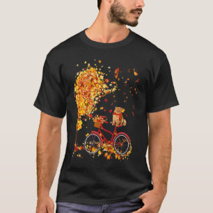 T-shirt Feuille d'érable Automne Chat Mignon Sur Vélo C'es
