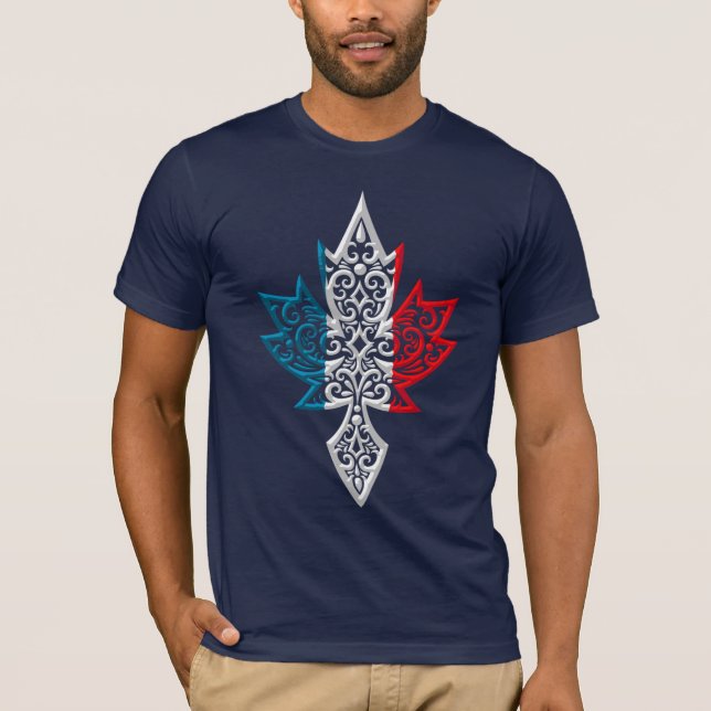 T-shirt Feuille d'érable canadienne française (Devant)