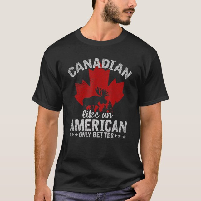 T-shirt Feuille d'érable d'orignal canadienne comme un Can (Devant)