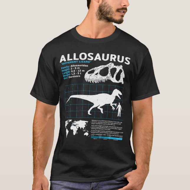 T-shirt feuille d'information Allosaurus (Devant)