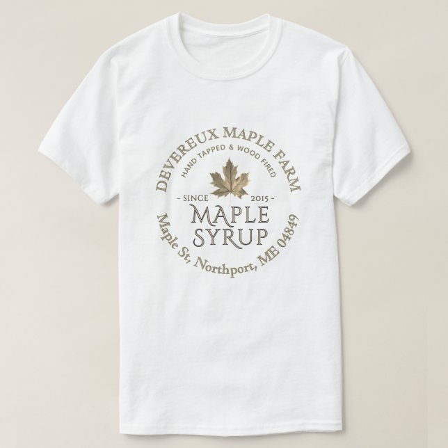 T-shirt Feuille d'or de sirop d'érable à feuilles de bois  (Design devant)