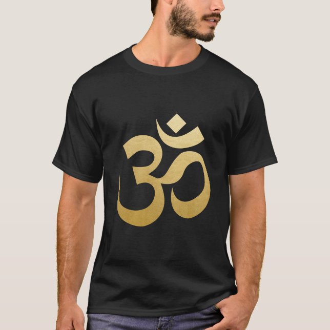 T-shirt Feuille d'or indoue de Faux de yoga de symbole de (Devant)