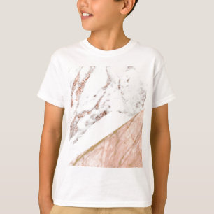 T-shirt Feuille d'or rose au-dessus de marbre
