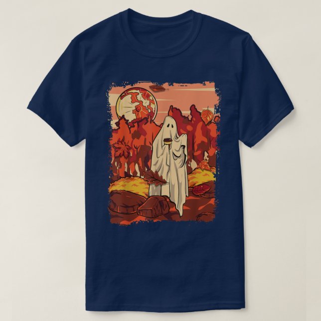 T-shirt Feuille Ghost Café Automne Feuilles Automne Saison (Design devant)