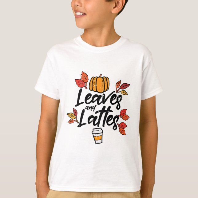 T-shirt Feuille Lattes Citrouille Épice Automne Automne Ha (Devant)
