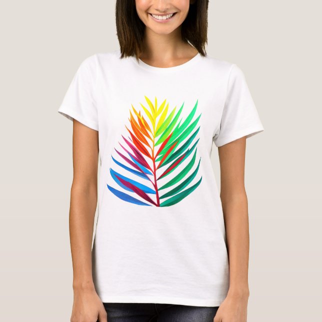 T-shirt feuille minimaliste coloré Femmes (Devant)