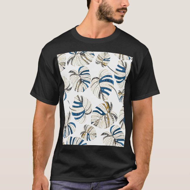 T-shirt Feuille tropicale colorée, motif moderne. (Devant)