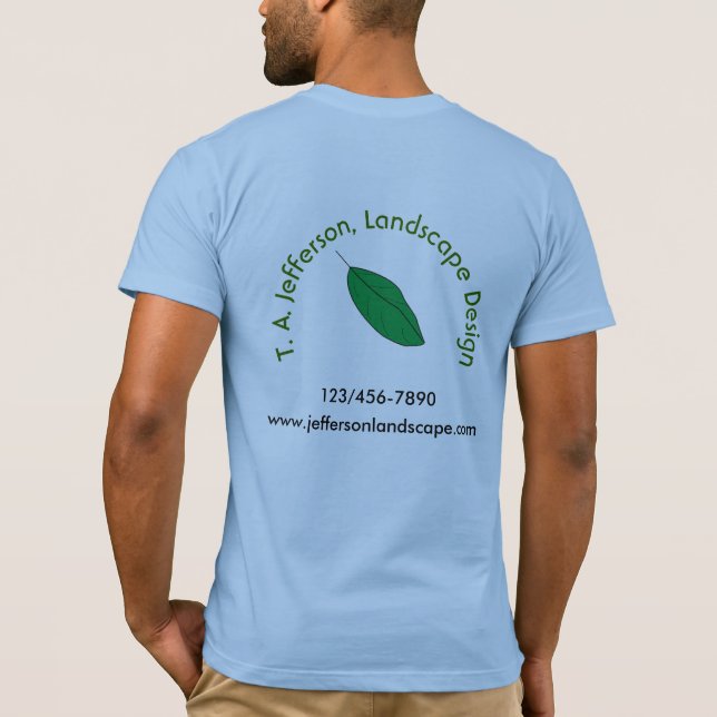 T-shirt - Feuille verte avec texte courbe (Dos)