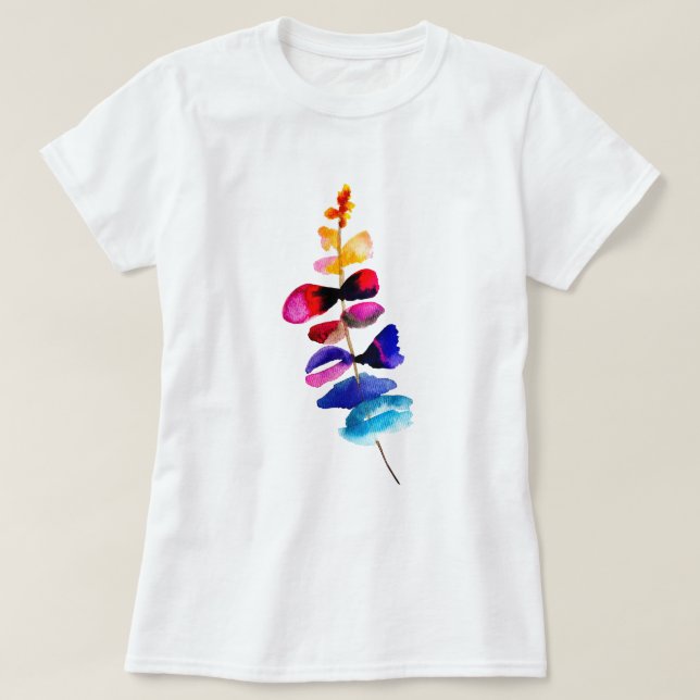 T-shirt Feuilles colorées mignonnes aquarelle (Design devant)