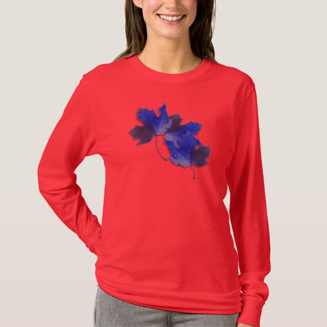 T-shirt Feuilles d'automne bleues (Devant)