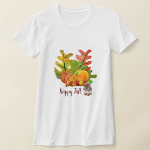 T-shirt Feuilles d'automne Citrouille et Écureuil Saisonni