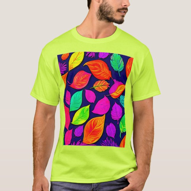 T-shirt Feuilles d'automne colorées Artwork (Devant)