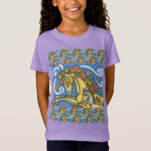 T-Shirt FEUILLES D'AUTOMNE COLORÉES SUR CHEVAL ET POULAIN