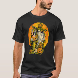 T-shirt Feuilles d'automne d'Halloween Fantôme Citrouille