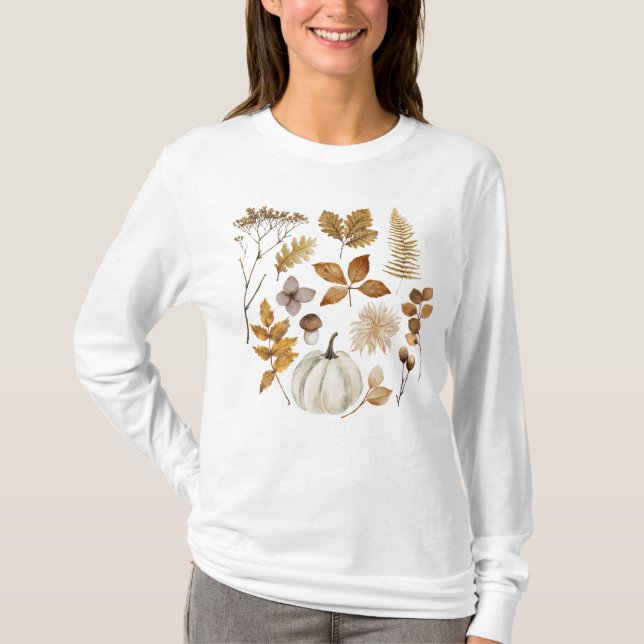 T-shirt Feuilles d'automne et Citrouille (Devant)