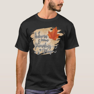 T-shirt Feuilles D'Automne Et Citrouilles S'Il Vous Plaît 