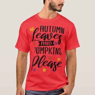 T-shirt Feuilles D'Automne Et Citrouilles S'Il Vous Plaît 