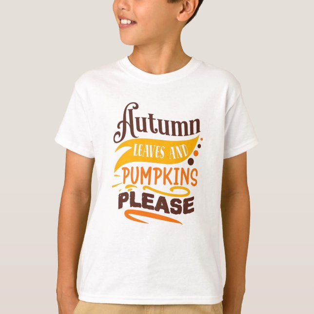 T-shirt Feuilles D'Automne Et Citrouilles S'Il Vous Plaît  (Devant)