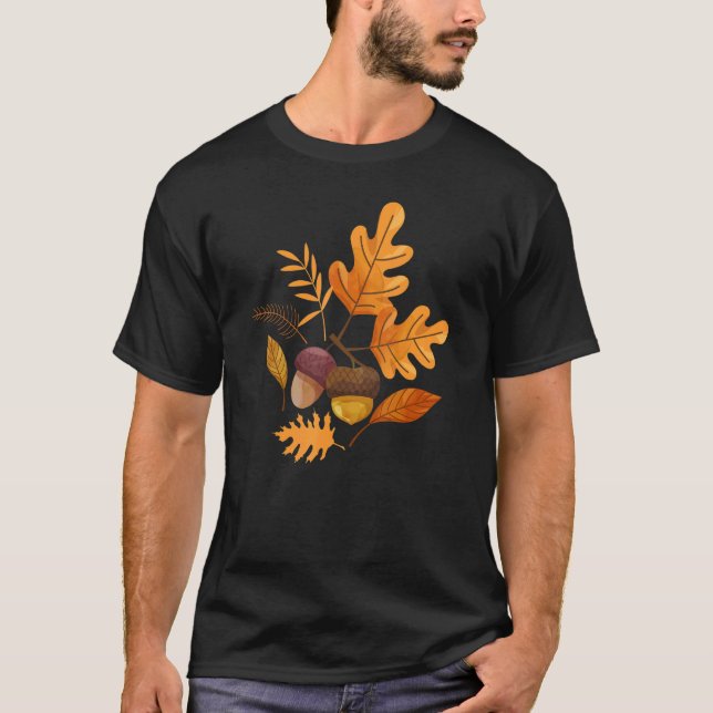 T-shirt Feuilles D'Automne Et Les Acorns Tombent Pour Les  (Devant)
