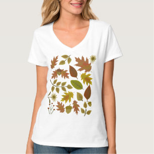 T-shirt feuilles d'automne motifs couleurs d'automne rouge
