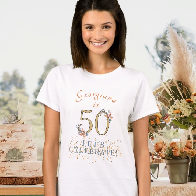 T-shirt Feuilles d'automne personnalisées 50e anniversaire (Créateur téléchargé)