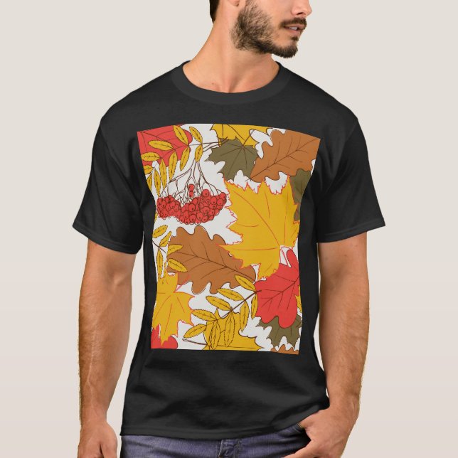 T-shirt Feuilles d'automne, simple motif transparent (Devant)
