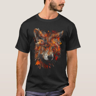 T-shirt Feuilles d'automne Wolf - Art animal Motif Wolf