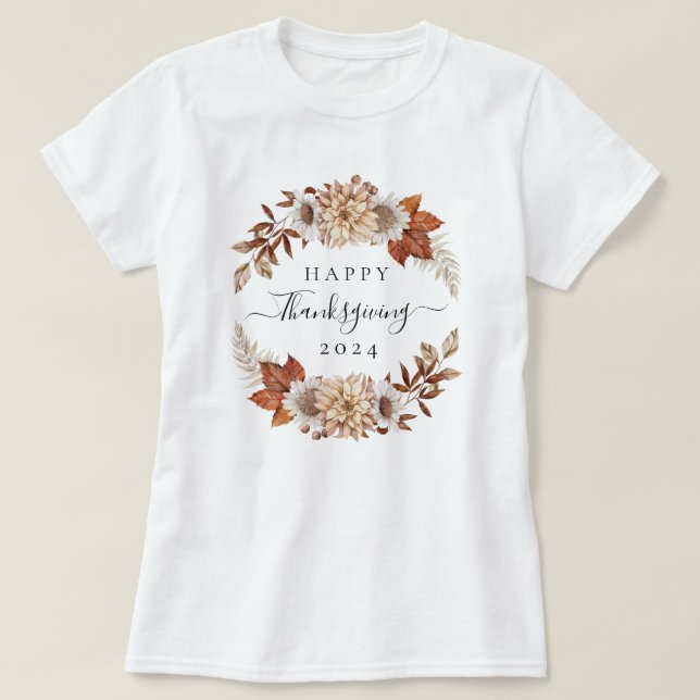 T-shirt Feuilles de Automne Rustiques Joyeux Thanksgiving  (Design devant)