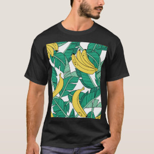T-shirt Feuilles de bananes : Motif Vintage blanc.