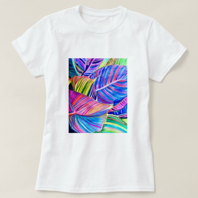 T-shirt Feuilles de canna tropicale aquarelle (Design devant)