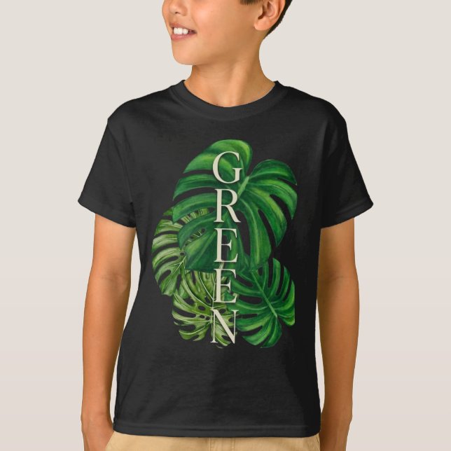 T-shirt Feuilles de Monstera Vertes (Devant)
