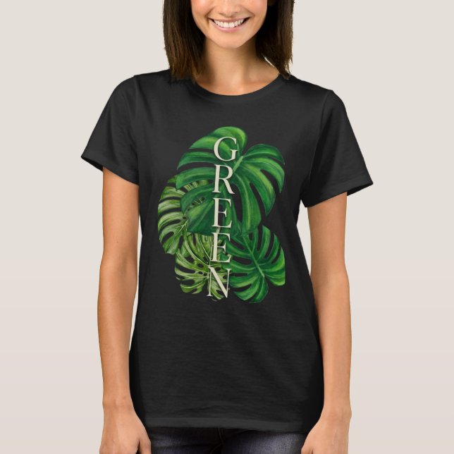 T-shirt Feuilles de Monstera Vertes (Devant)