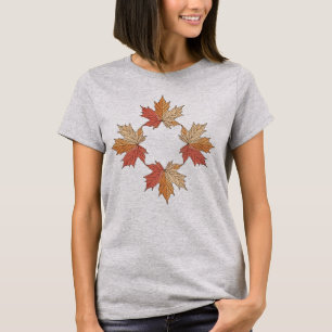 T-shirt Feuilles d'érable d'automne géométrie