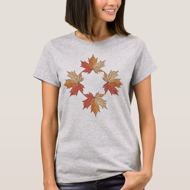 T-shirt Feuilles d'érable d'automne géométrie (Devant)